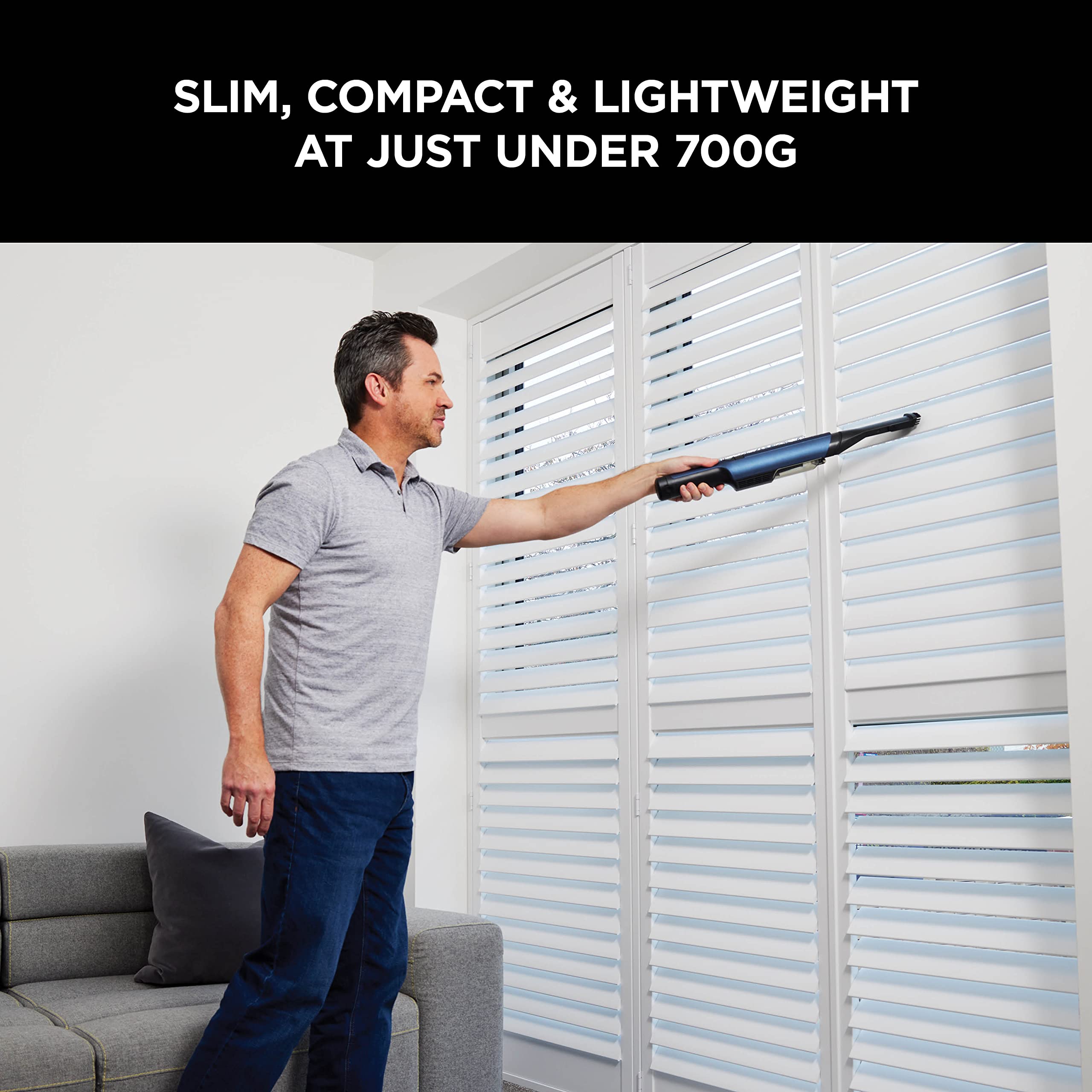 Shark WandVac 2.0 Cordless Handheld Vacuum Cleaner, Small & Lightweight, Powerful Suction Handheld Vacuum with Boost Mode, Pet and Duster/Crevice Tools, 15 Mins Run-Time, Charging Base, Blue WV270UK