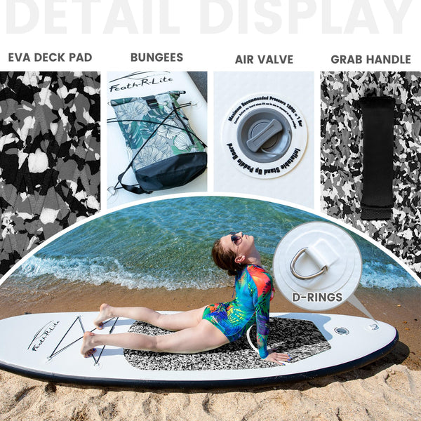 FEATH-R-LITE 10' &11' Inflatable Ultra-Light Stand Up Paddle Board for All Skill Levels Included with SUP, Adj Paddle, Pump, Backpack, Leash