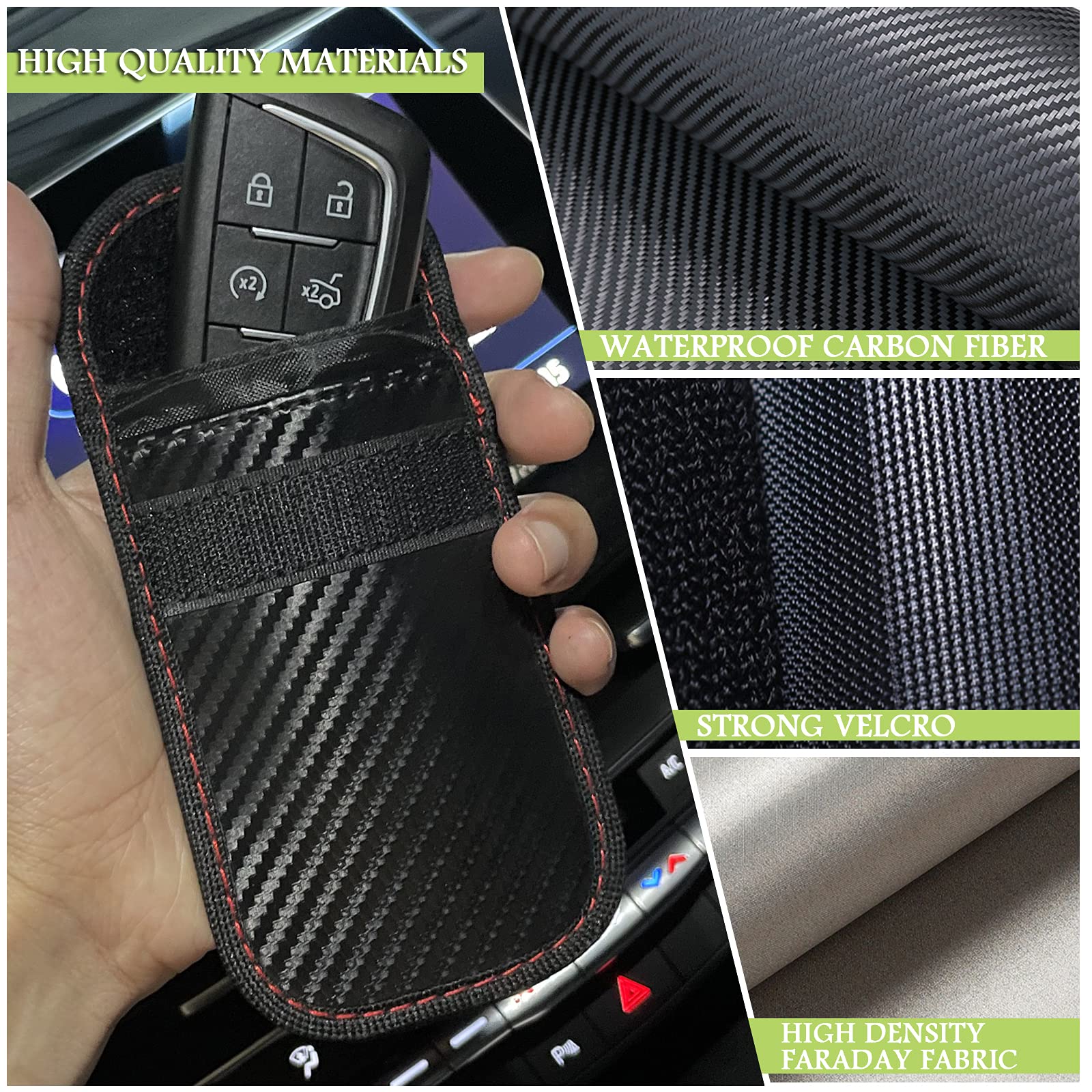 Faraday Box & 2 Pack Faraday Pouch for Car Keys,Small Faraday Bag for Key Fob Protector,Anti-theft Car Key Signal Blocker Box for Keyless Entry