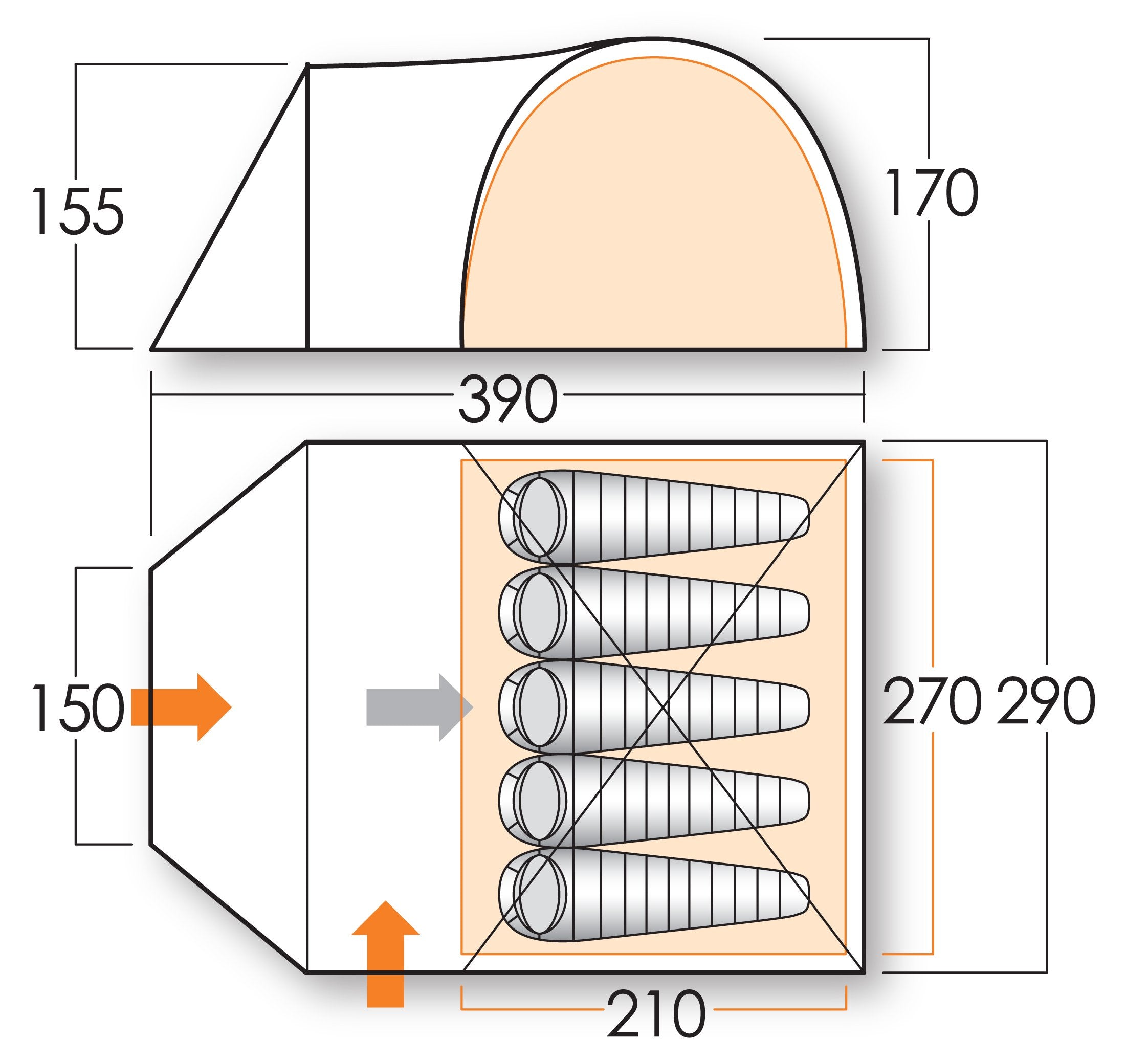 Vango Apollo 500 Dome Zelt – 5 Man Zelt [Amazon Exclusive]