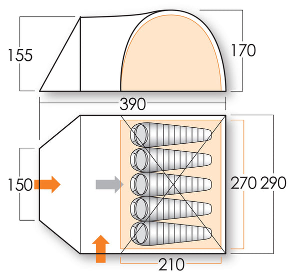Vango Apollo 500 Dome Zelt – 5 Man Zelt [Amazon Exclusive]