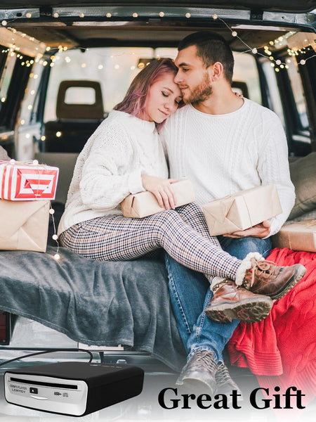 External Universal CD Player for Car - LEHWEY Portable CD Player with Extra USB Extension Cable, Plugs into Car USB Port, Laptop, TV, Mac, Computer, for Android 4.4 and Above Navigation