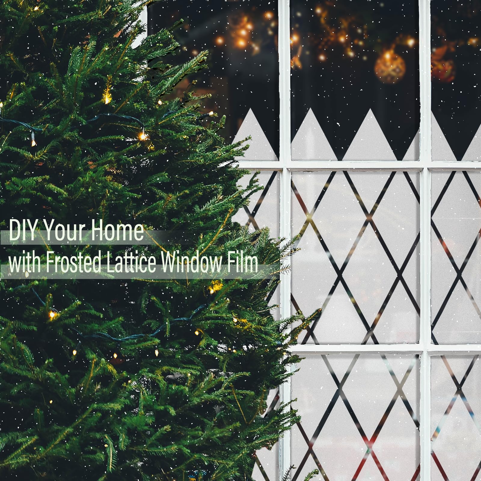 FEOMOS Frosted Lattice Window Film, Window Privacy Film, Decorative Window Cling Non Adhesive, Frosted Glass Film for Windows Doors UV Rejection