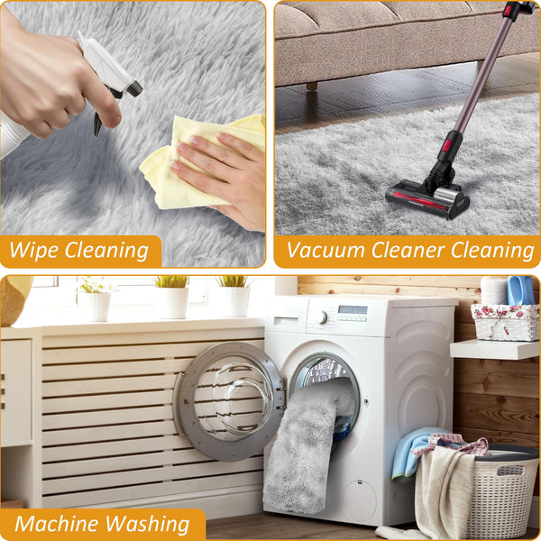 Lommegy Area Rugs Living Room - Fluffy Grey Area Rugs 160 x 230 cm for Bedroom Anti Slip Playing Mat Modern Fluffy Shaggy Runner Rug for Bedroom