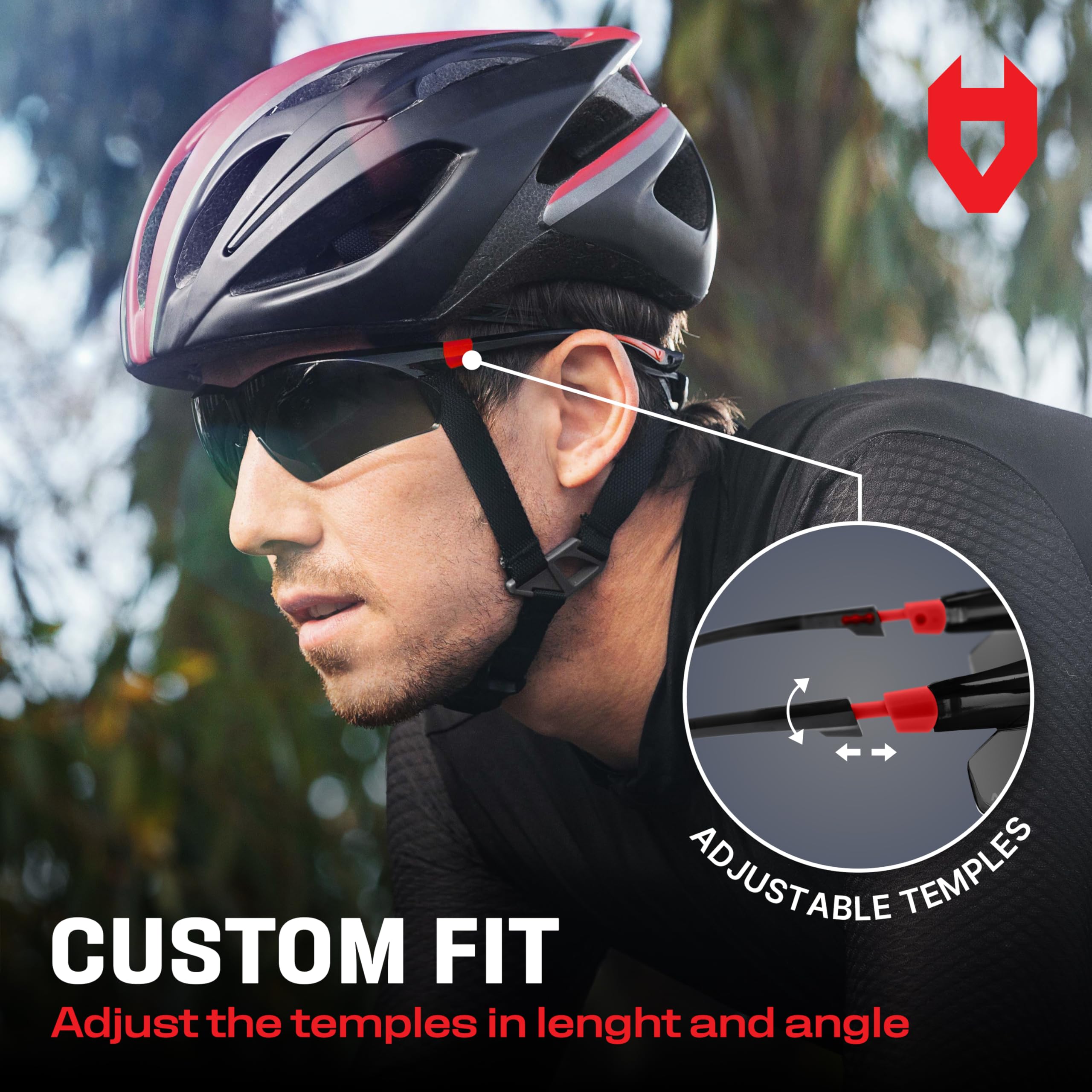 NoCry Clear Safety Glasses for Work with Anti Fog Scratch Resistant Wrap-Around Lenses and Non-Slip Grips, UV Protection. Adjustable Eye Protection Cycling and Squash Glasses with Black & Green Frames