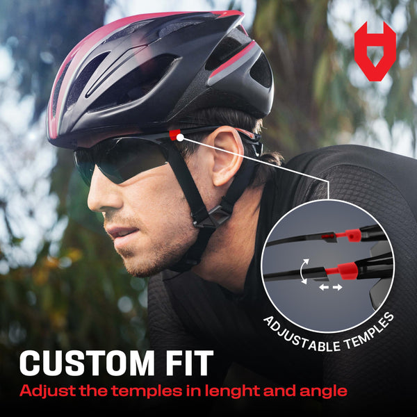 NoCry Clear Safety Glasses for Work with Anti Fog Scratch Resistant Wrap-Around Lenses and Non-Slip Grips, UV Protection. Adjustable Eye Protection Cycling and Squash Glasses with Black & Green Frames