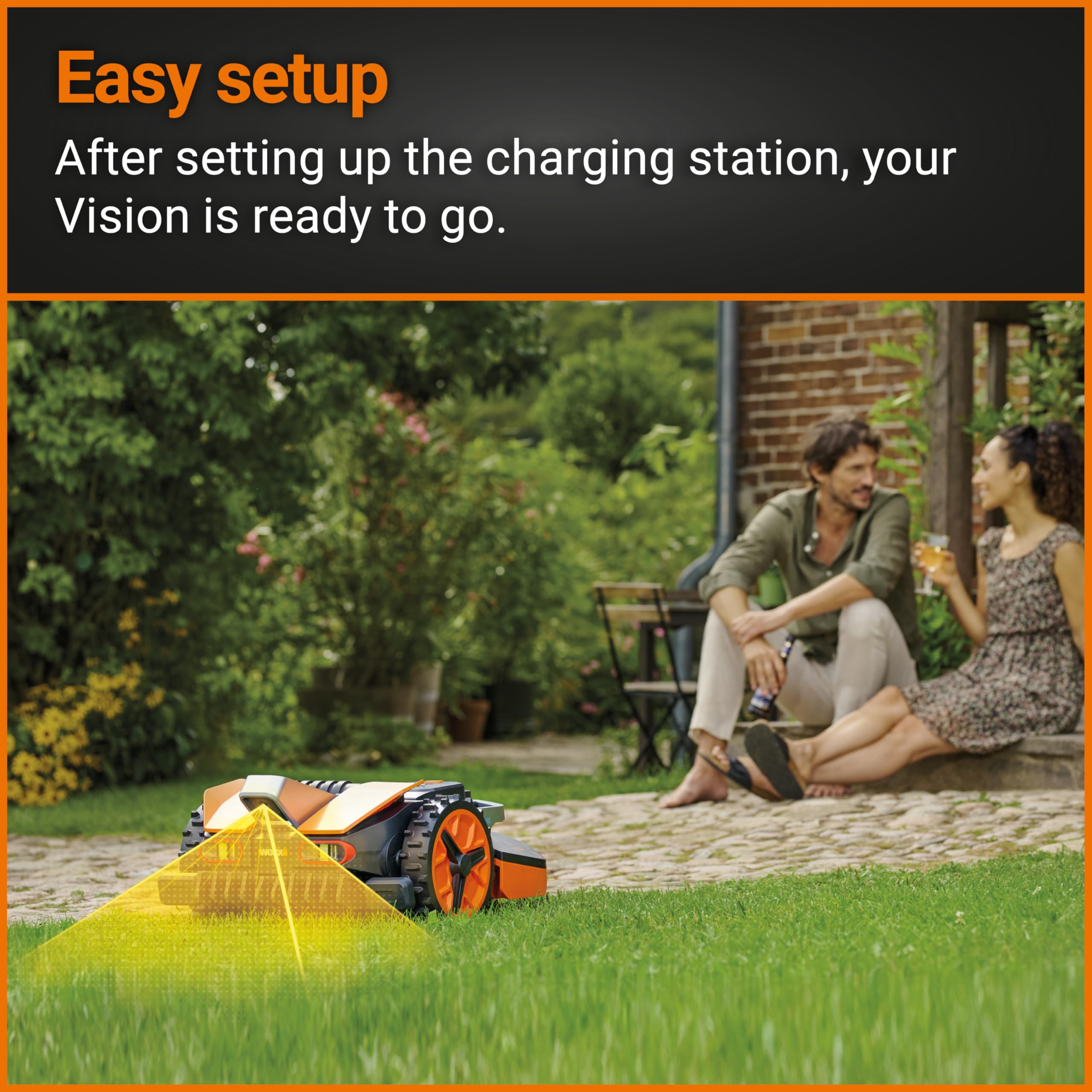 WORX WR206E Landroid Vision Robotic Lawn Mower – 600m² Patented AIA Mowing Multi-Zone, Auto Charging, 20V PowerShare Battery, Rain Sensor, Cut-to-Edge Technology, App-Controlled, Accessories Included