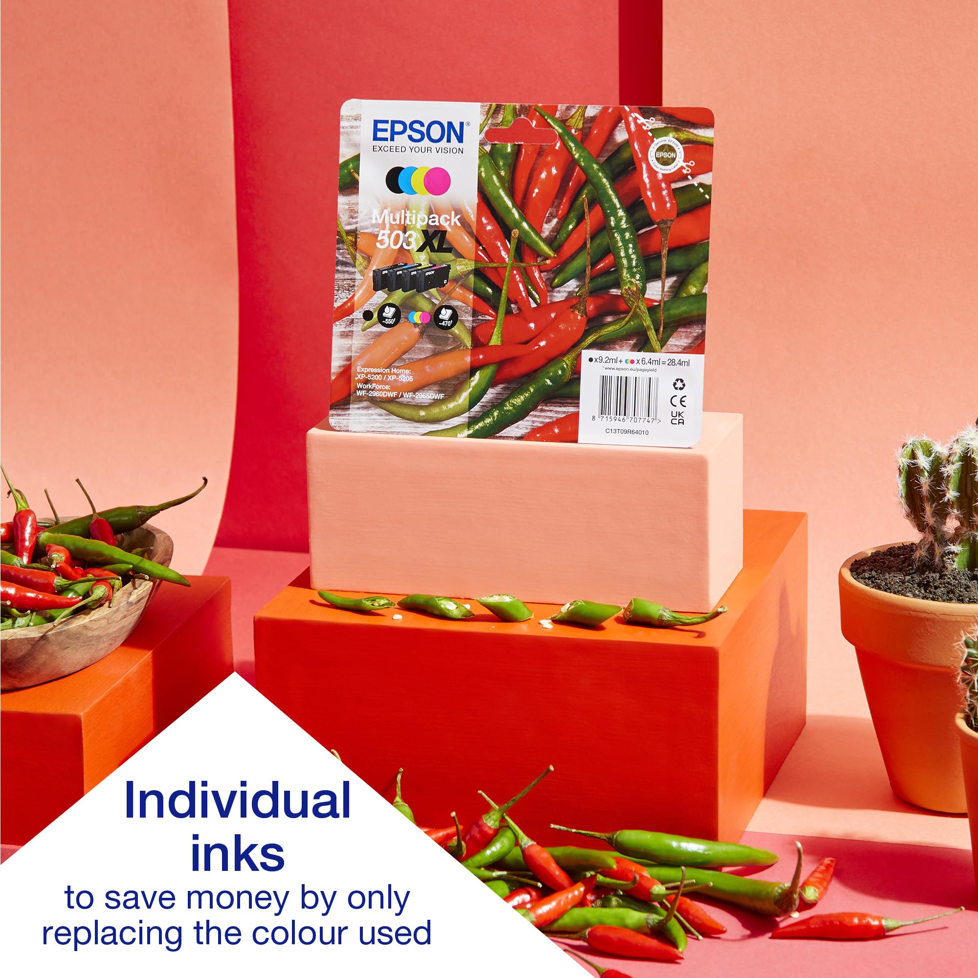 Epson Expression Home XP-4205 3-in-1 Ink Multifunction Printer, Scanner, Copier, WiFi, 1440dpi, Duplex, 2.4 Inch Display, DIN A4, incl. 3 Months Readyprint Flex Trial