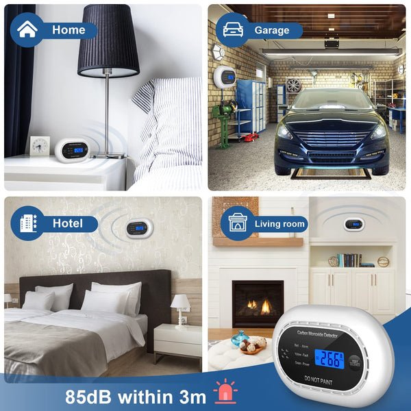 Carbon Monoxide Detector with LCD Digital Display, CE Certified CO Alarm with Sealed in 10 Year Battery, Standalone Audible CO Detector for Home,Black,1 Pack