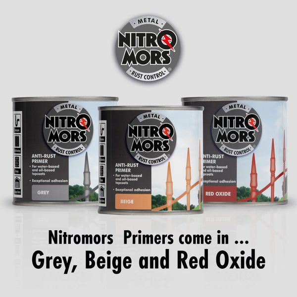 Nitromors Anti-Rust Metal Primer Fast Drying Rust Resistant for Water & Oil Based Topcoats, Red Oxide, 250 ml