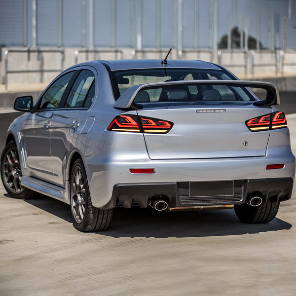 LED Rear Lights compatible with Lancer & EVO X 2008-2020 (Not Fit fortis/io), w/Amber Sequential indicator, Driver & Passenger Side - Red