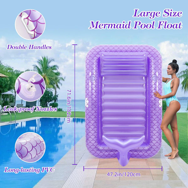 MoKo Pool Floats Adult, Floating Bed with Ice Bar, Tanning Bed Pool Raft Inflatable Lounger with Drink Holder Tanning Chair Inflatable Pool Toys for Party Beach Backyard