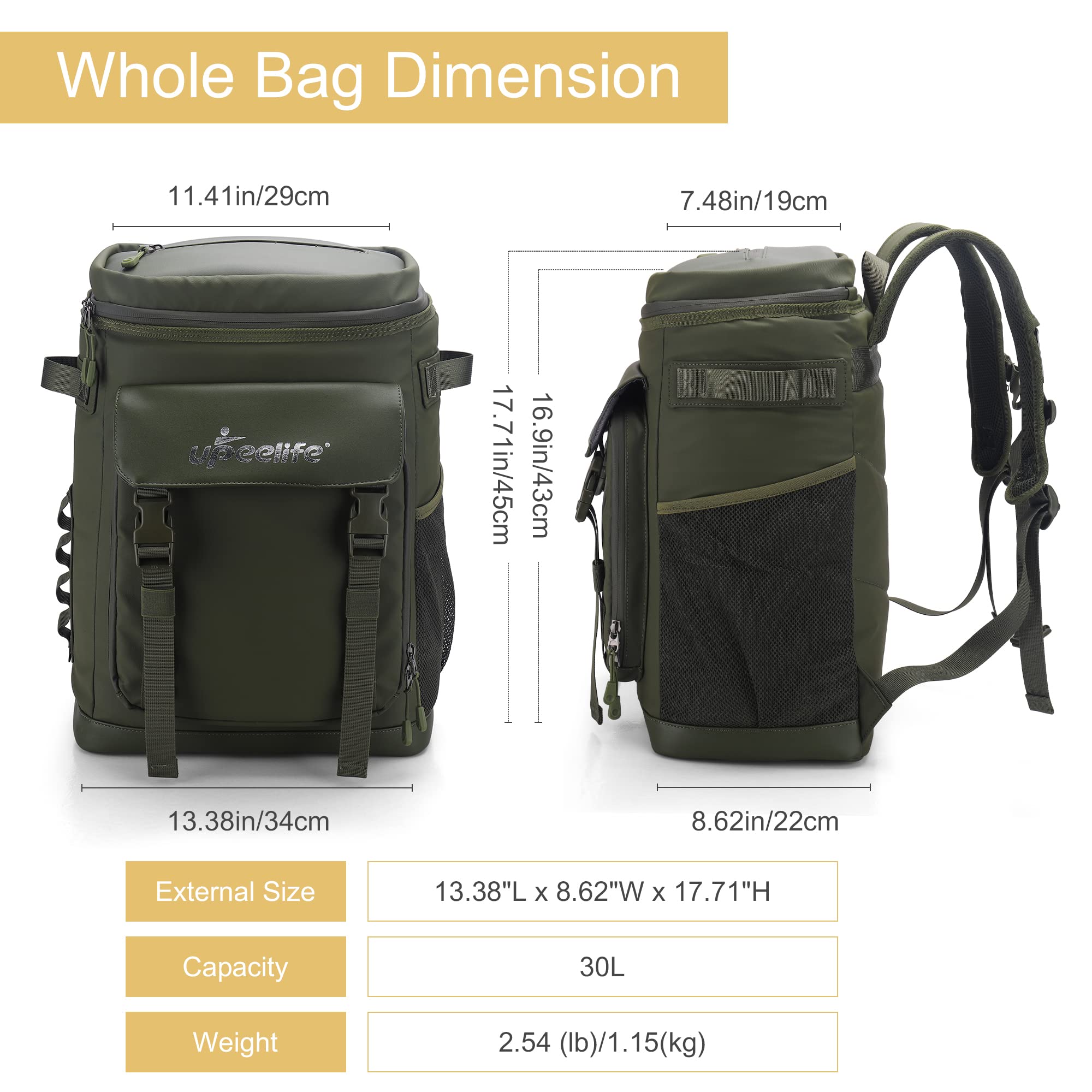 Upeelife Insulated Backpack Cooler Picnic Backpack, Cool Bag Rucksack Cooler Backpack