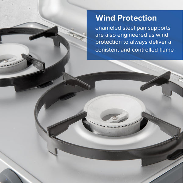 Campingaz Camping Kitchen 2 Camping Stove | 2 x 2000 Watts | 2-Burner Gas Stove with removable pan Supports | portable & compact