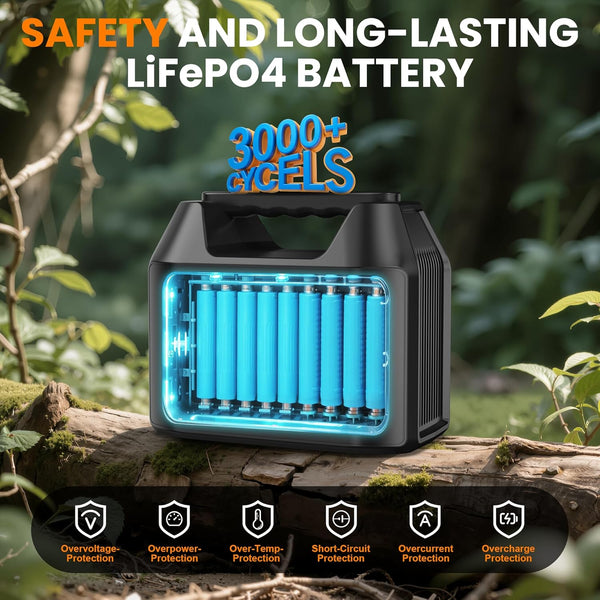 SinKeu 96Wh Portable Power Station with Solar Panel 40W, 30000mAh LiFePO4 Battery Solar Generator has 230V 150W AC Outlet/12V DC/USB, Backup Power for Camping Picnics Garden & Home Emergency
