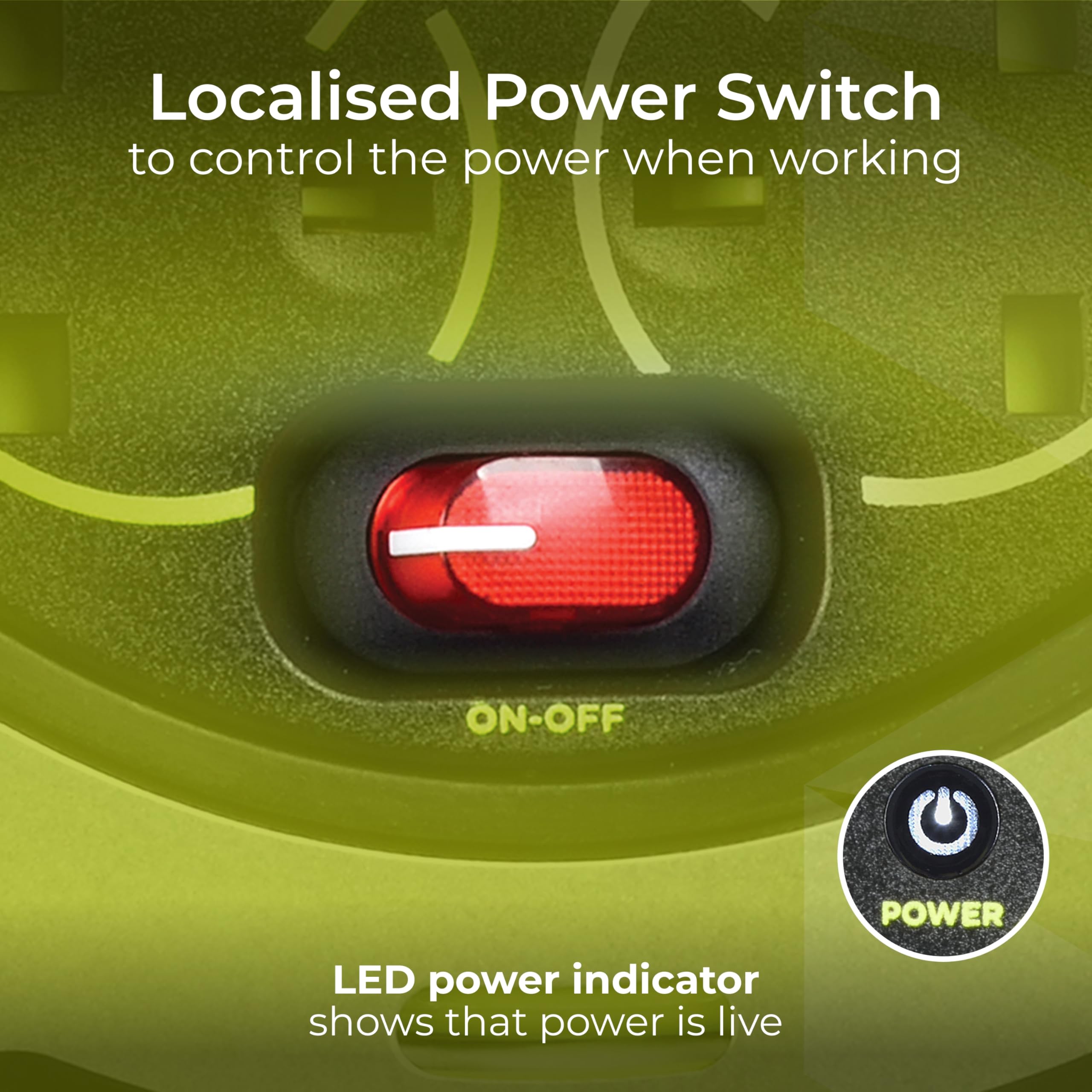 Masterplug Pro-XT Four Socket Open Cable Reel Extension Lead with Winding Handle, Thermal Cut Out and Power Switch, 25 Metres High Visibility Cable , Green