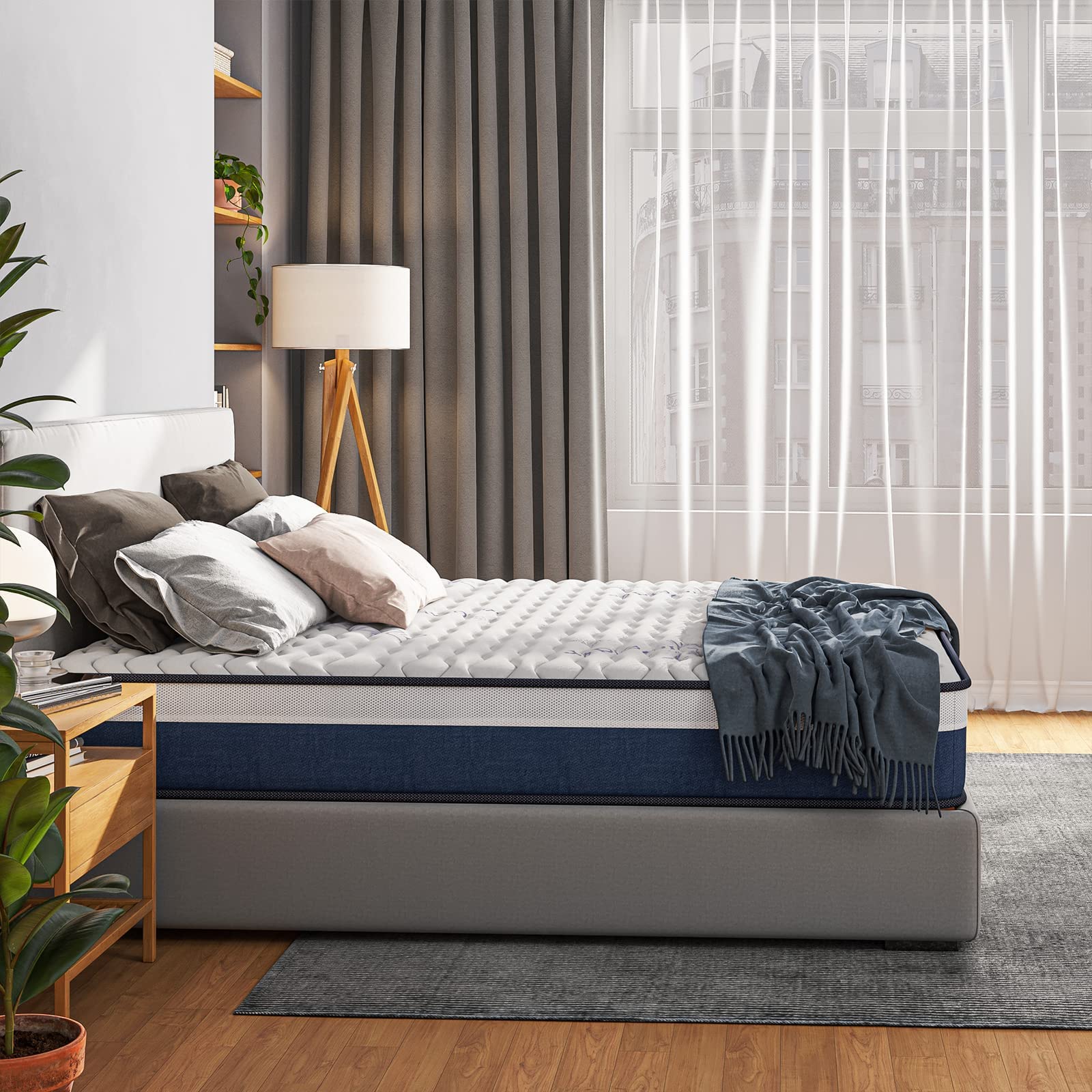 Vesgantti Single Mattress, 10 Inch Hybrid Single Size with Breathable Memory Foam and Individual Pocket Spring-Medium Firm, 3FT Mattress, 90x190x25cm
