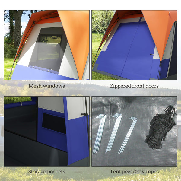 Outsunny 6-7 Man Camping Tent with 2 Rooms, 3000mm Waterproof Family Tent with Sewn in Groundsheet and Top Light Hook, Portable with Bag, for Fishing Hiking Festival