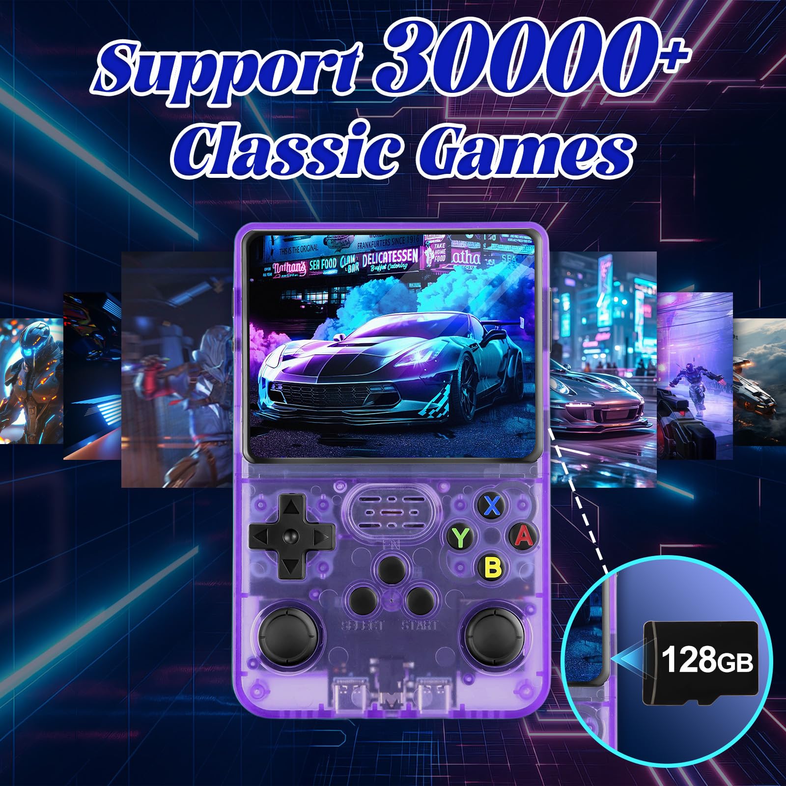 Blidinner R36S Retro Handheld Games Console -With Open Source Linux System,3000mAh Battery,3.5 Inch HD Screen,64G TF Card,20,000+ Classic Games,Portable Mini Game Console for Teens and Adults-Black