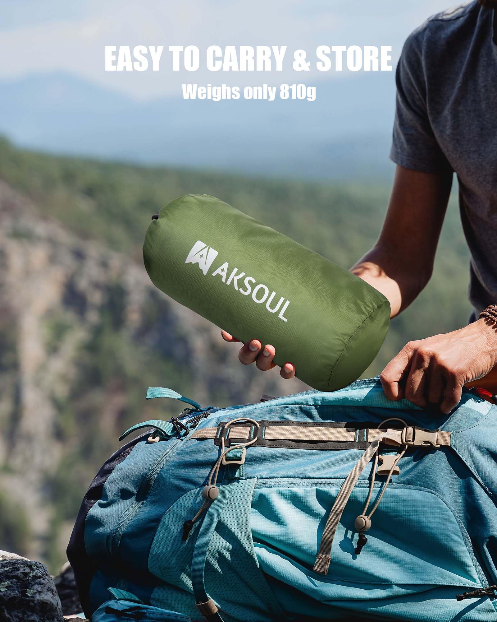 AKSOUL Self Inflating Sleeping Mat for Camping: 8-12CM Thickness Single Camp Mattress, Double Joinable Camping Inflatable Mat