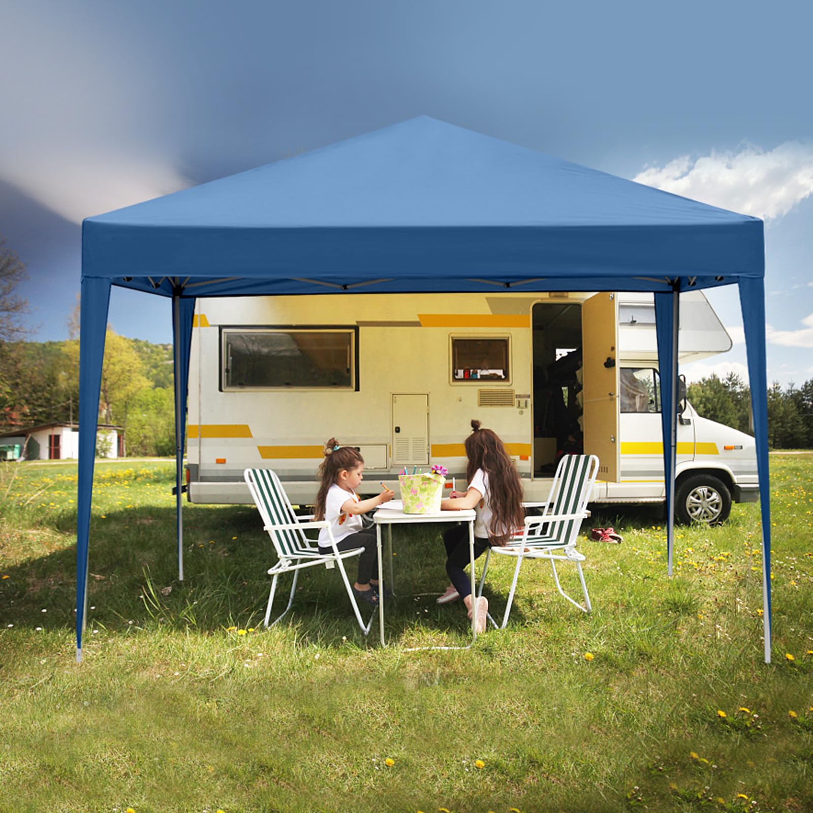 Bonnlo Pop Up Gazebo with Sides 3m x 3m, Easy Setup Instant Outdoor Canopy, Folding Garden Gazebo, Party Tent Grey