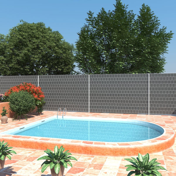 SONGMICS GPJ50GY PVC Privacy Screen Strips 50 m x 19 cm Extra Thick Opaque with 25 x Mounting Clips Anthracite, Charcoal, 0.19 x 50 m