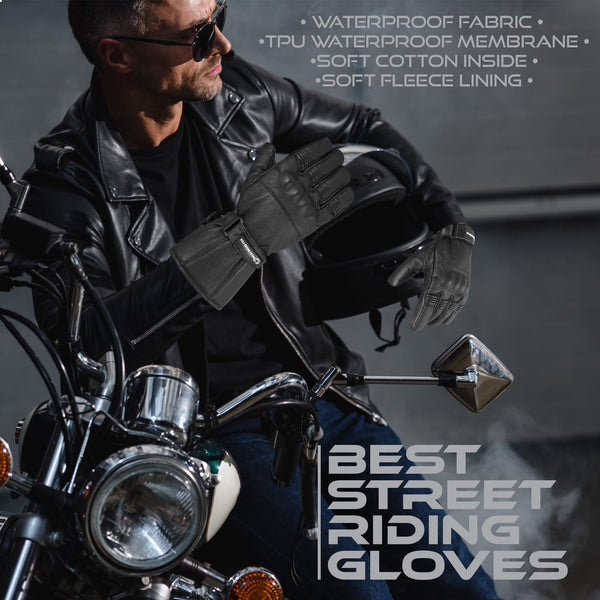 WESTWOOD FOX Motorbike gloves Thinsulate Thermal Motorcycle Leather Gloves Waterproof Winter Summer, mens gloves.