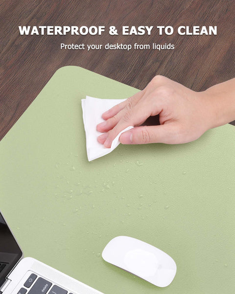 MOLMO Non-Slip Desk Mat, Waterproof Desk Pad Table Protector, Easy Clean Laptop Mat Large Mouse Pad Leather Writing Mat with Suede for Office /Home/Decor (Light Green, 60 x 35 cm)