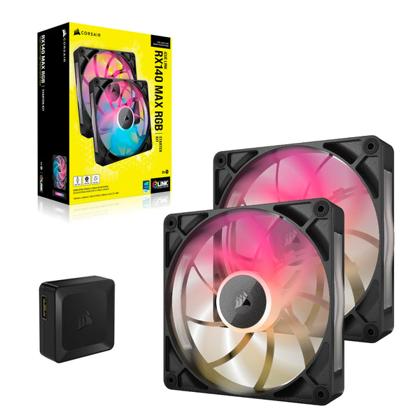 CORSAIR iCUE LINK RX120 MAX RGB 120mm PWM Thick Fans with iCUE LINK System Hub – High-Static Pressure – Magnetic Dome Bearing – Triple Pack – White