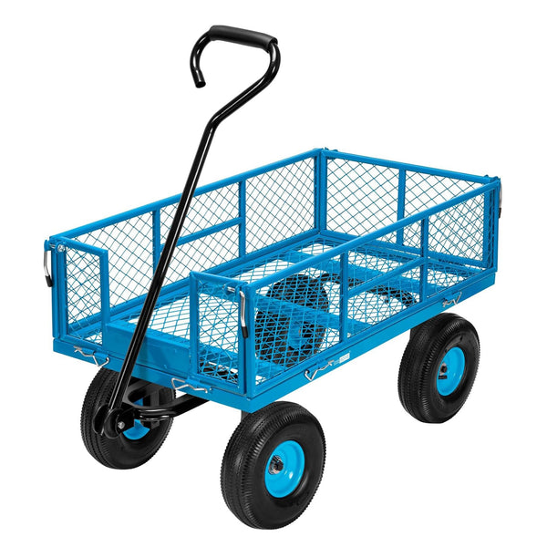 VIVOHOME Hand Trolley 400kg Capacity Durable Transport Cart with 10cm Pneumatic Tires and 180° Rotatable 80cm Handle Heavy Duty Metal Grids for Garden and Camping
