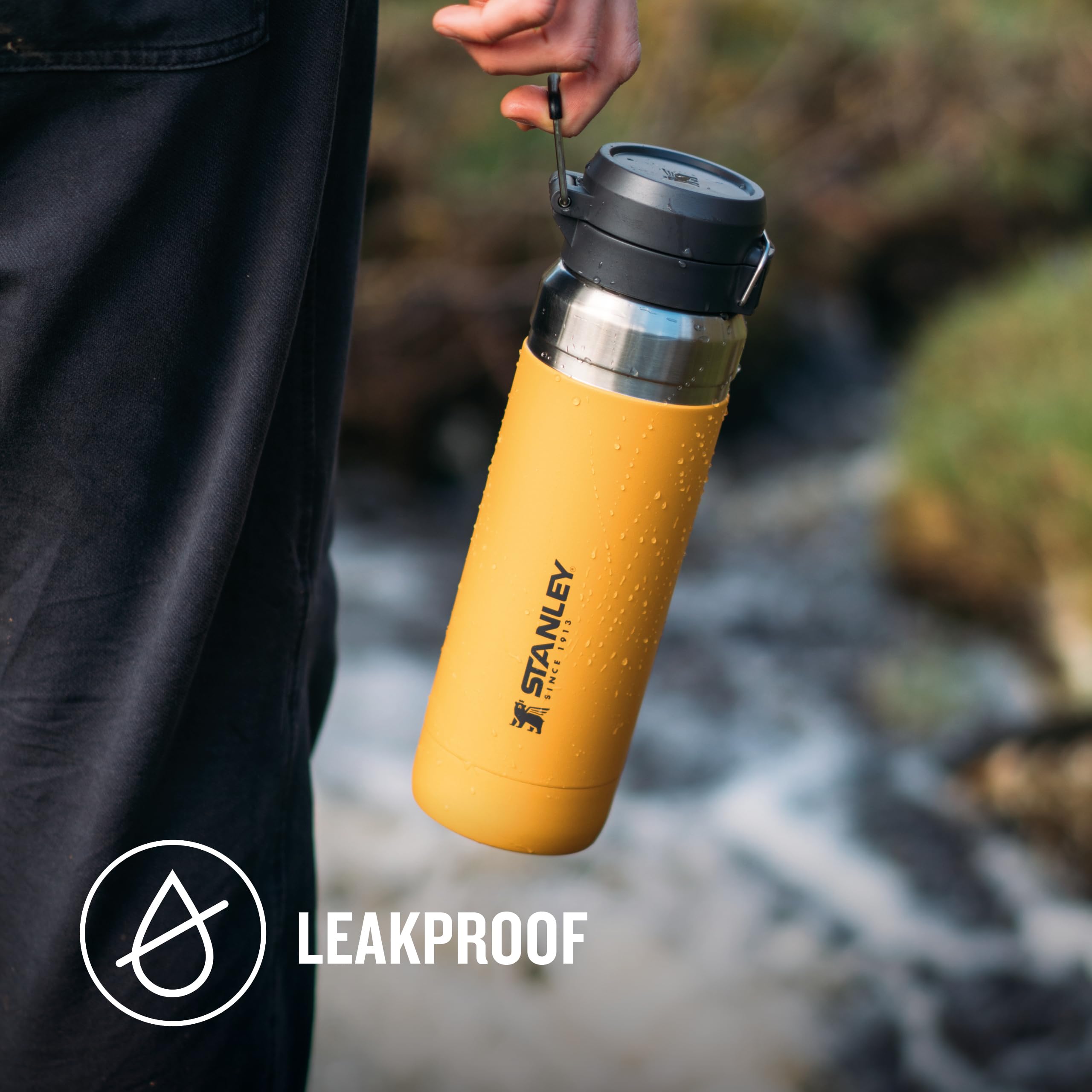 STANLEY Quick Flip Stainless Steel Water Bottle 0.47L - Keeps Cold For 7 Hours - Leakproof - BPA-Free Thermal Flask - Dishwasher Safe - Cup Holder Compatible