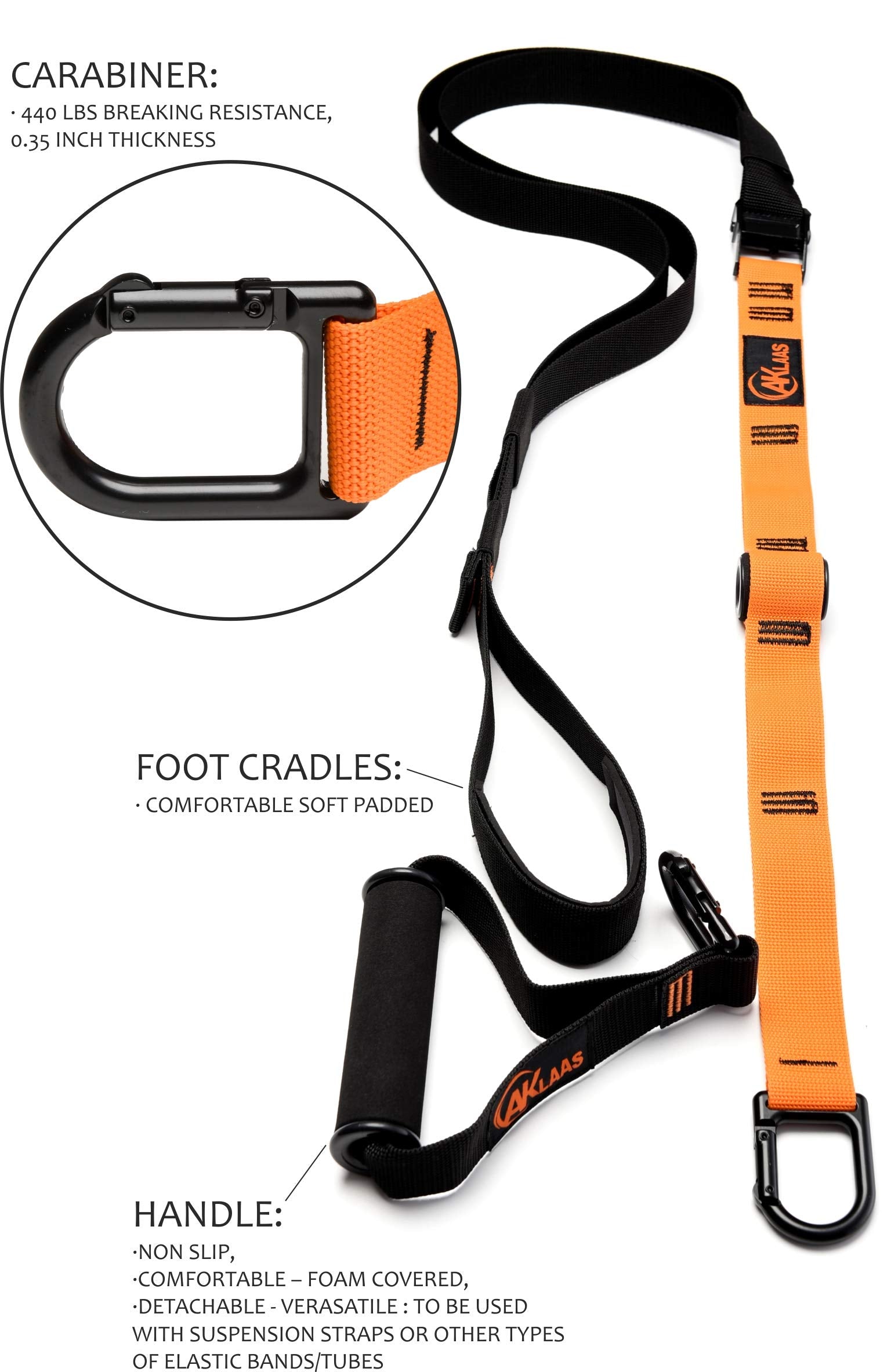 AKLAAS Bodyweight Suspension Trainer + Door Anchor +5 Exercise Loop Bands | Home Suspension System Training Straps | Exercise Booklet | Home&Travel