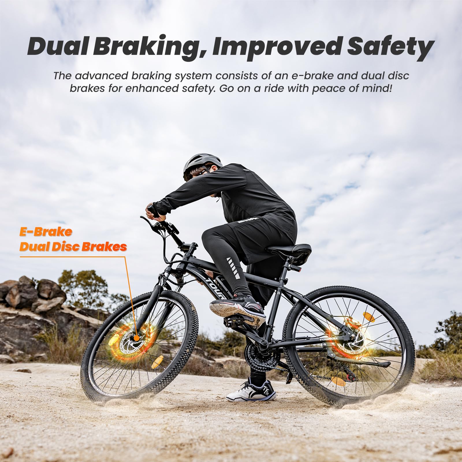 Touroll U1 Electric Mountain Bike, 26''/29'' Electric Bicycle Commute E-bike with 36V 13Ah Removable Battery, LED Display, Dual Disk Brake, 21 Speed, MTB for Teenagers and Adults