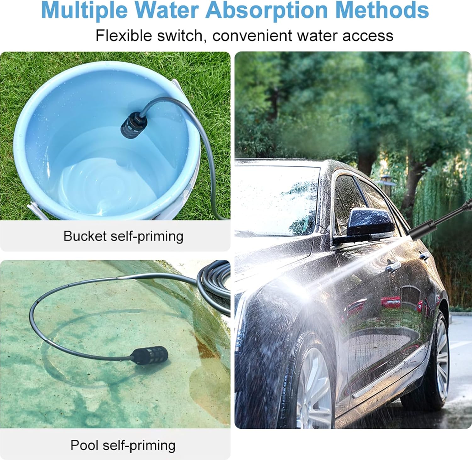 EAFCar Cordless Pressure Washer, Portable High Power Washer Machine with 4.0Ah Rechargeable Battery, Pressure Washer for Car/Floor/Garden Cleaning & Watering (Redblack)