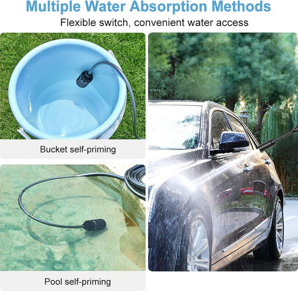 EAFCar Cordless Pressure Washer, Portable High Power Washer Machine with 4.0Ah Rechargeable Battery, Pressure Washer for Car/Floor/Garden Cleaning & Watering (Redblack)