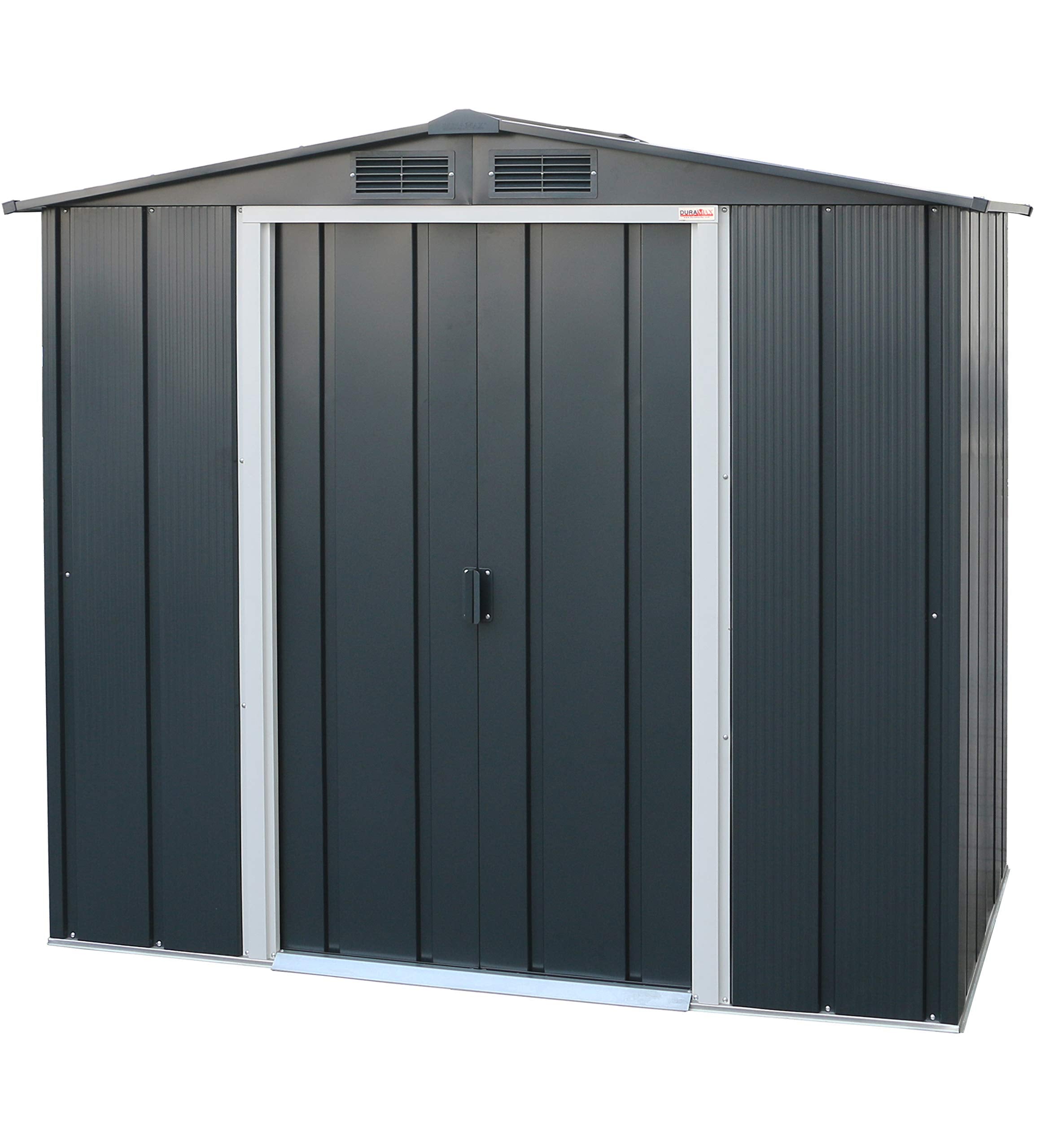 Duramax ECO 8 x 8 (6.35 m2) Metal Garden Storage Shed, Hot-Dipped Galvanized Metal Garden Shed, Tool Storage Shed, Strong Reinforced Roof Structure, Maintenance-Free Metal Shed, Anthracite