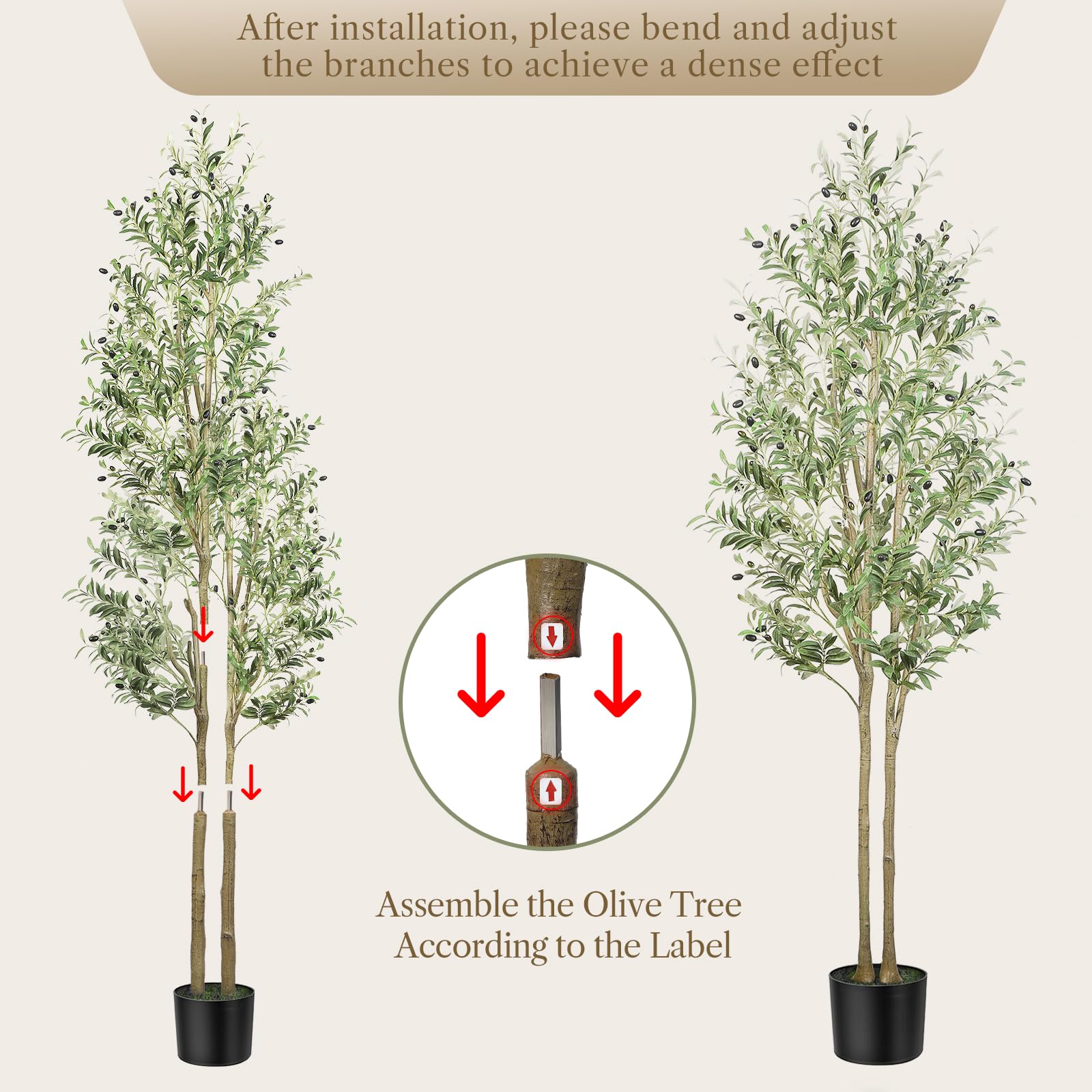 Alupssuc Artificial Olive Tree, Fake Olive Tree with Lifelike Leaves, Indoor Outdoor for Home & Garden, 7FT (210cm)