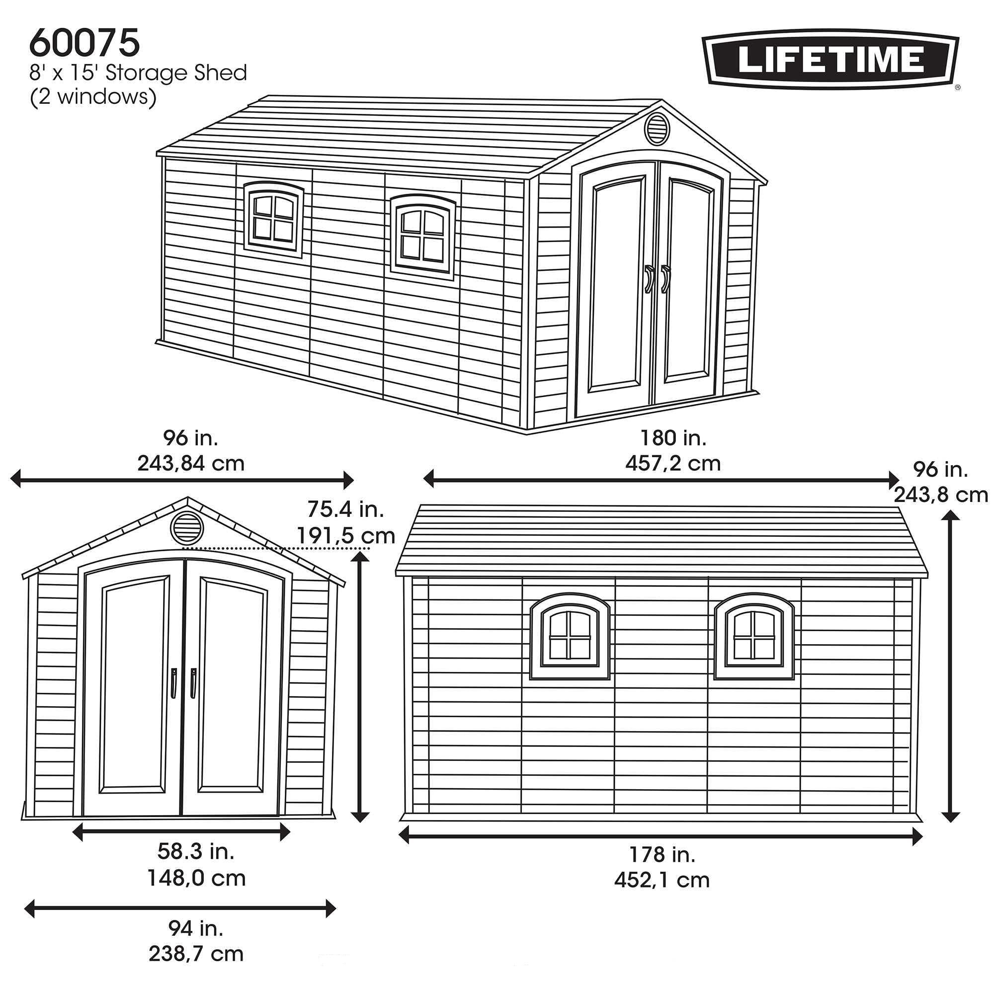 Lifetime 60282 Outdoor Storage Shed, 7 x 12 ft.