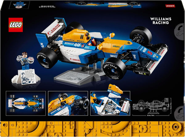 LEGO Icons Williams Racing FW14B & Nigel Mansell - F1 Car Model Set for Adults, with a Collectible Driver Minifigure, Trophy & Display Stand - Gift Idea for Men, Women & Teenage Motorsports Fans 10353