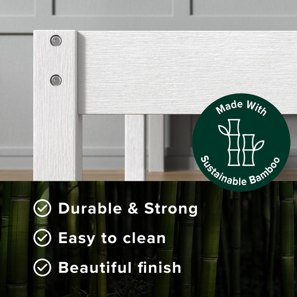 Zinus Ellie Single Bed Frame - Bed 90 x 190 cm - 36 cm Height with underbed storage - Bamboo and Wood Platform Bed Frame with Headboard, Brown