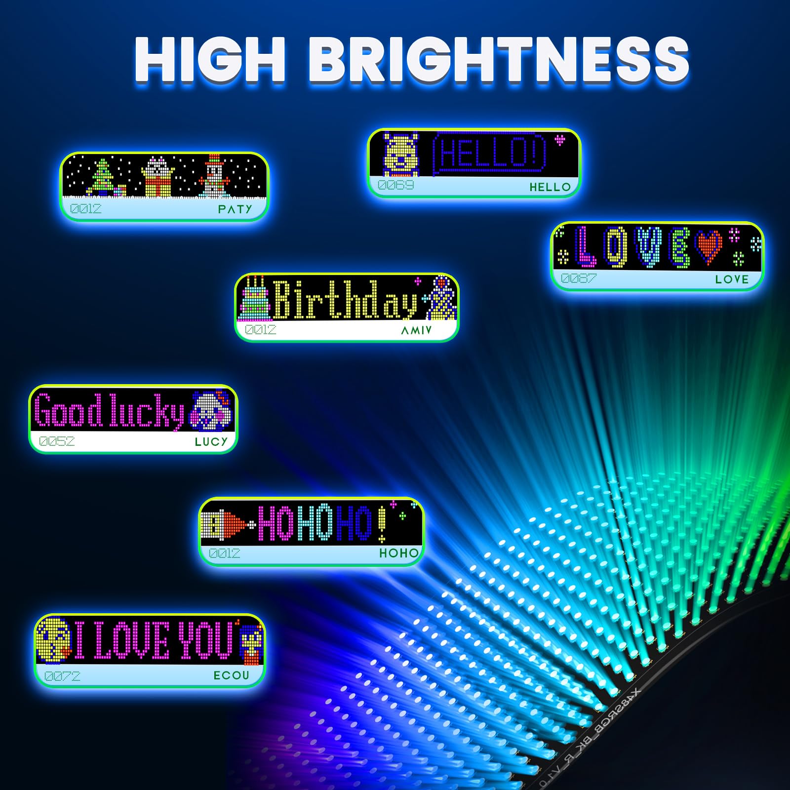 Qnoavve Bluetooth App Control LED Sign, 14.6"x3.6" Devil Eyes Car Lights, Flexible USB 5V LED Car Sign, Programmable Customizable Display Panel, Scrolling Message Board for Store Bar Hotel Party