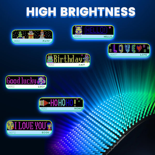 Qnoavve Bluetooth App Control LED Sign, 14.6"x3.6" Devil Eyes Car Lights, Flexible USB 5V LED Car Sign, Programmable Customizable Display Panel, Scrolling Message Board for Store Bar Hotel Party