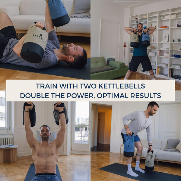 Exerbell Foldable & adjustable kettlebell ? 2pcs ? 2-14 kg (Black) ? water- and sandbag kettlebell ? Versatile Sandbag Training & Weight Bag ? Premium