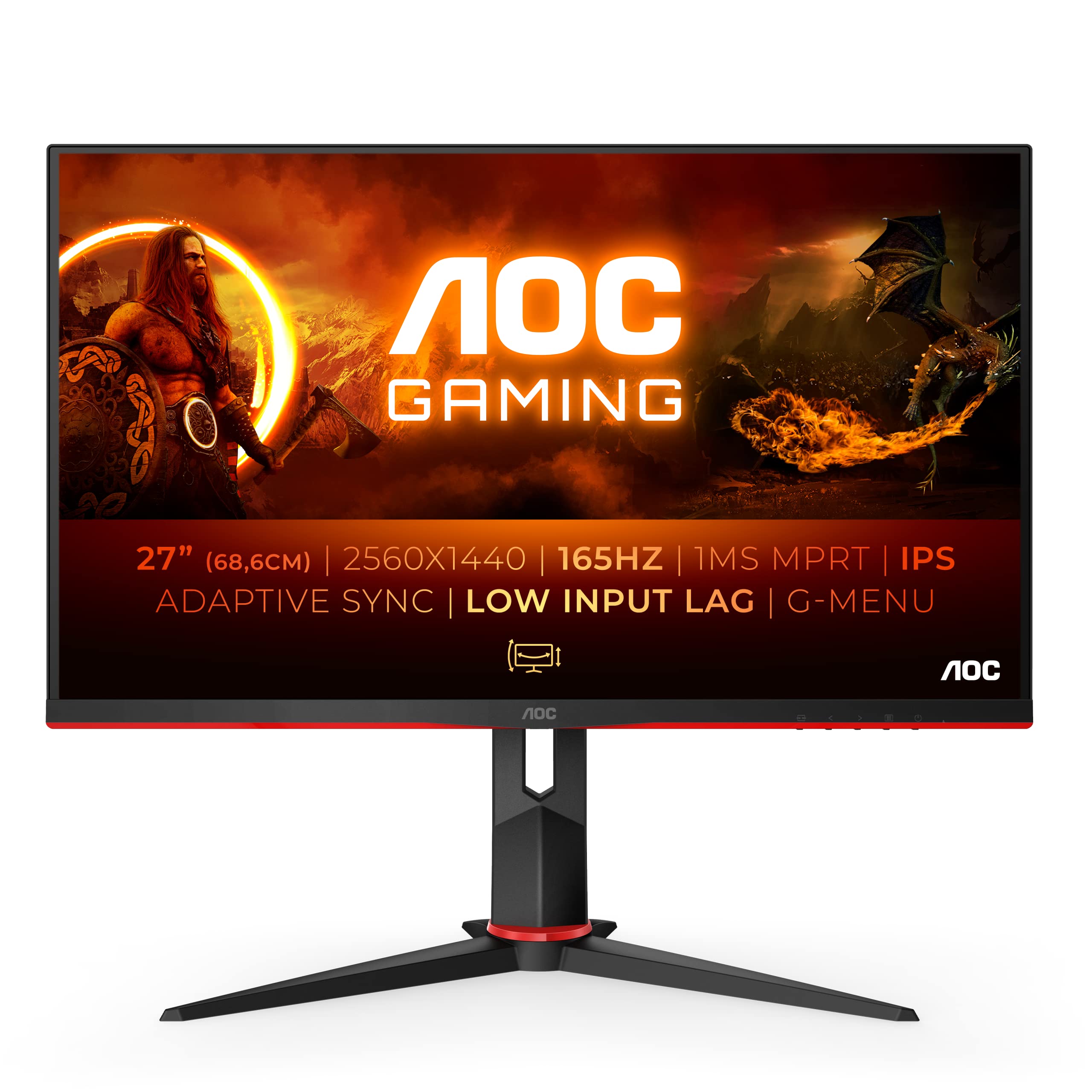 AOC Gaming 25G3ZM/BK - 24.5" 240Hz FHD Monitor, 0.5ms MPRT, FreeSync Premium (1920x1080, HDMI 2.0 x 2, DisplayPort 1.2 x 1, Headphone out (3.5mm)) black/red