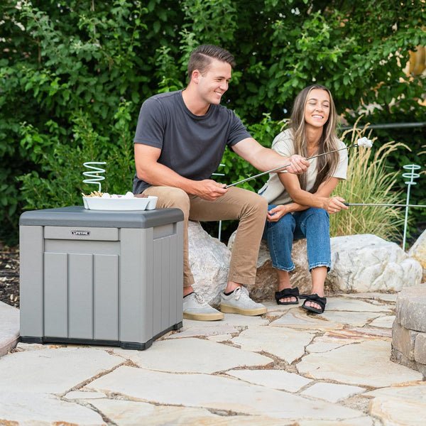 LIFETIME Outdoor Storage Box, 51 x 51 x 51 cm, 95 Litre, Square Storage Chest, UV Protection, Storage Bench, Large Toy Chest, Patio Furniture, Garden Cabinets