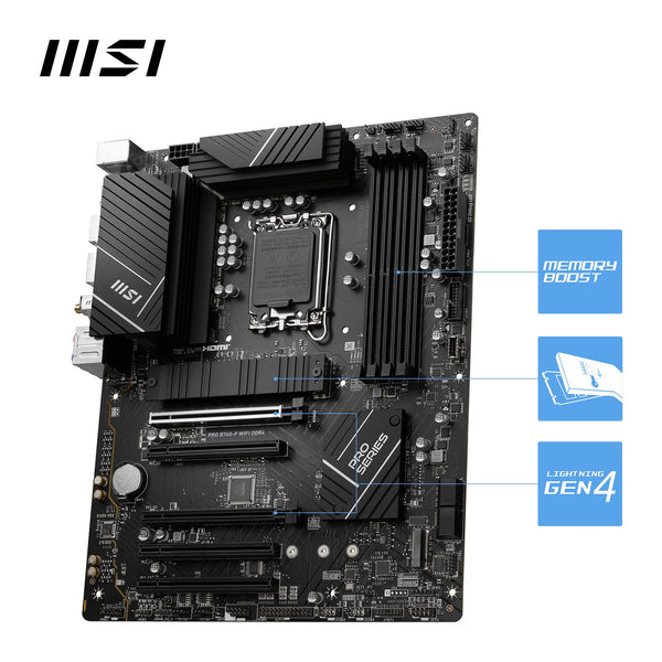 MSI B760 GAMING PLUS WIFI DDR4 Motherboard, ATX - Supports Intel 14th, 13th & 12th Gen Core Processors, LGA 1700 - DDR4 Memory Boost 5333+MHz/OC, 1x PCIe 4.0 x16, 2 x M.2 Gen4, 2.5G LAN, Wi-Fi 6E