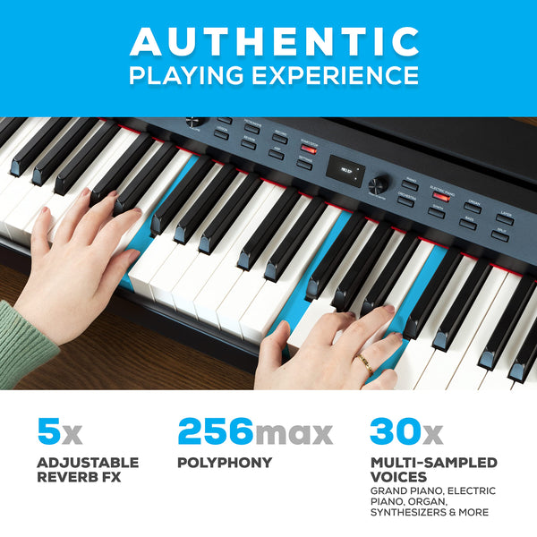 Alesis Recital Home Digital Piano with 88 Hammer Action Weighted Keys, Stand, Pedals and Lessons, Turquoise