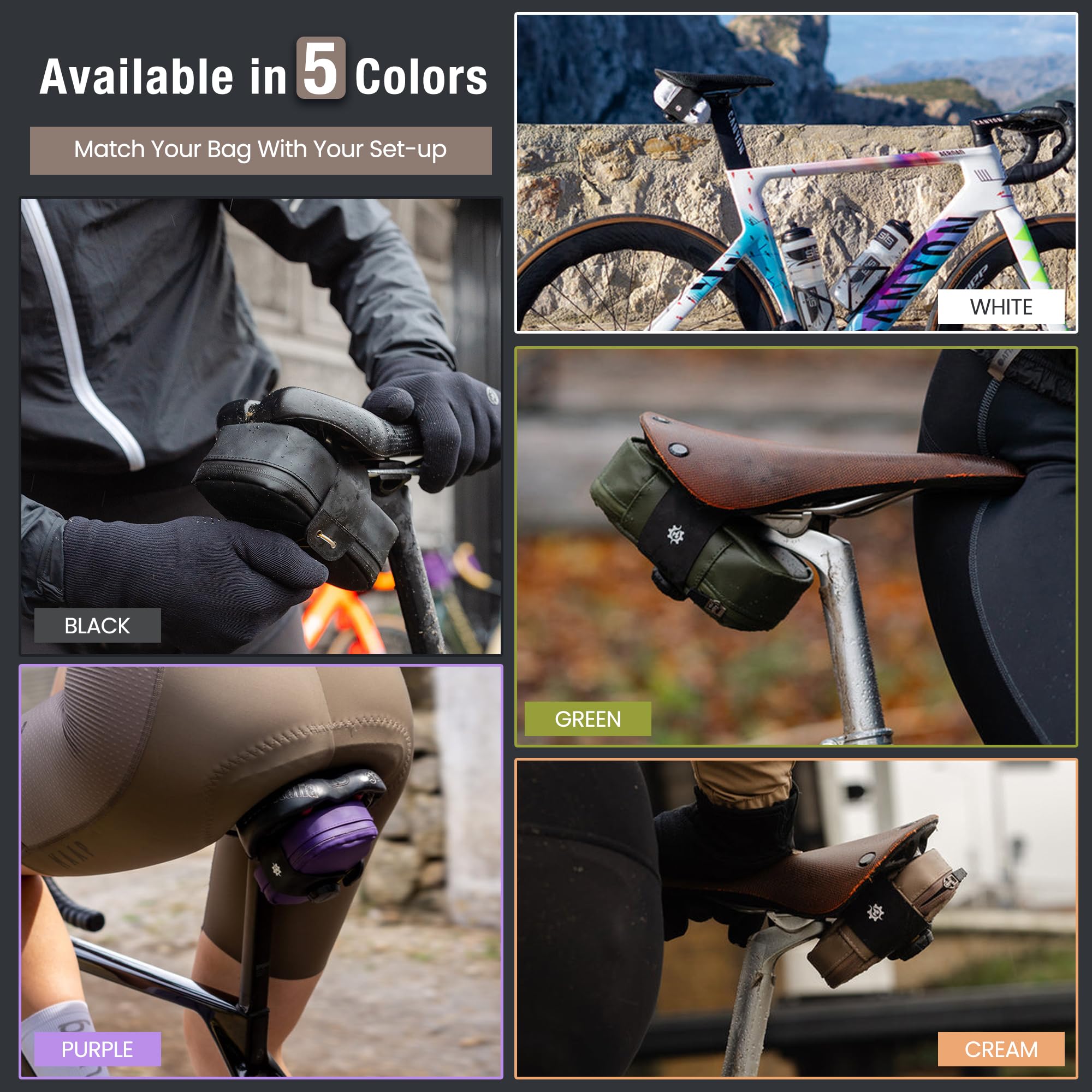 Lumiere & Co. Falcon Magnetic Bike Saddle Bag – 0.69L | 6" x 3.5" x 2" | Sleek Minimalist Brick Design, Fast Magnetic Buckle Attachment | Road Cycling–Specific Bike Seat Bag (Black, Large)