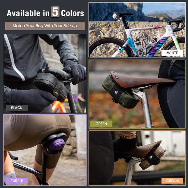 Lumiere & Co. Falcon Magnetic Bike Saddle Bag – 0.69L | 6" x 3.5" x 2" | Sleek Minimalist Brick Design, Fast Magnetic Buckle Attachment | Road Cycling–Specific Bike Seat Bag (Black, Large)