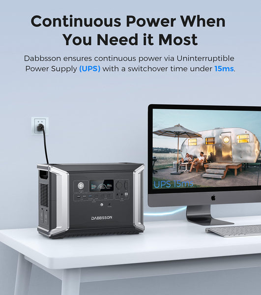 Dabbsson Portable Power Station DBS2300, 2330Wh EV Semi-solid State LiFePO4 Home Battery Backup, Max 16660Wh, 2200W AC Outlets, Solar Generator for Camping, Home Backup, Emergency, RV